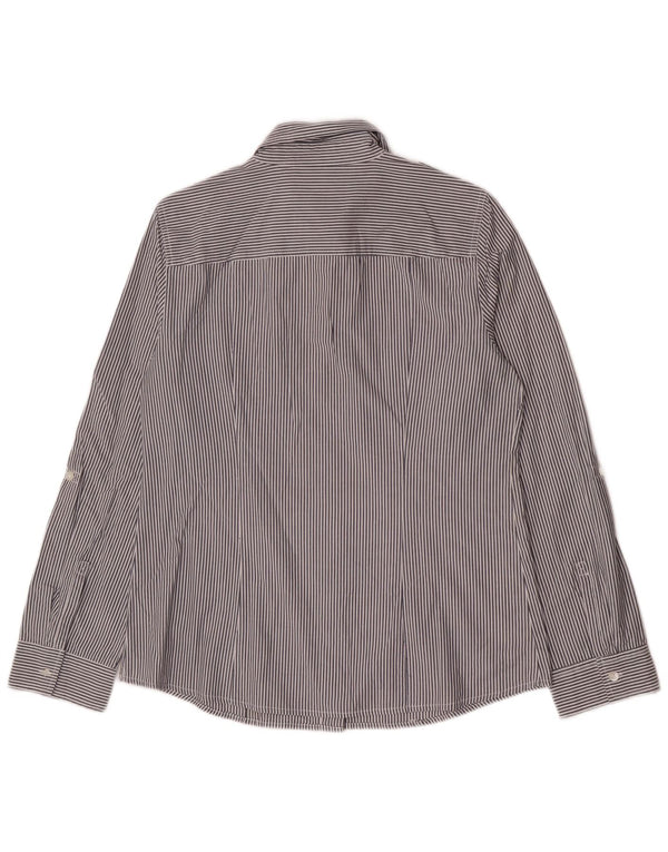 Michael Kors Womens Military Shirt UK 14 Medium Blue Pinstripe Cotton