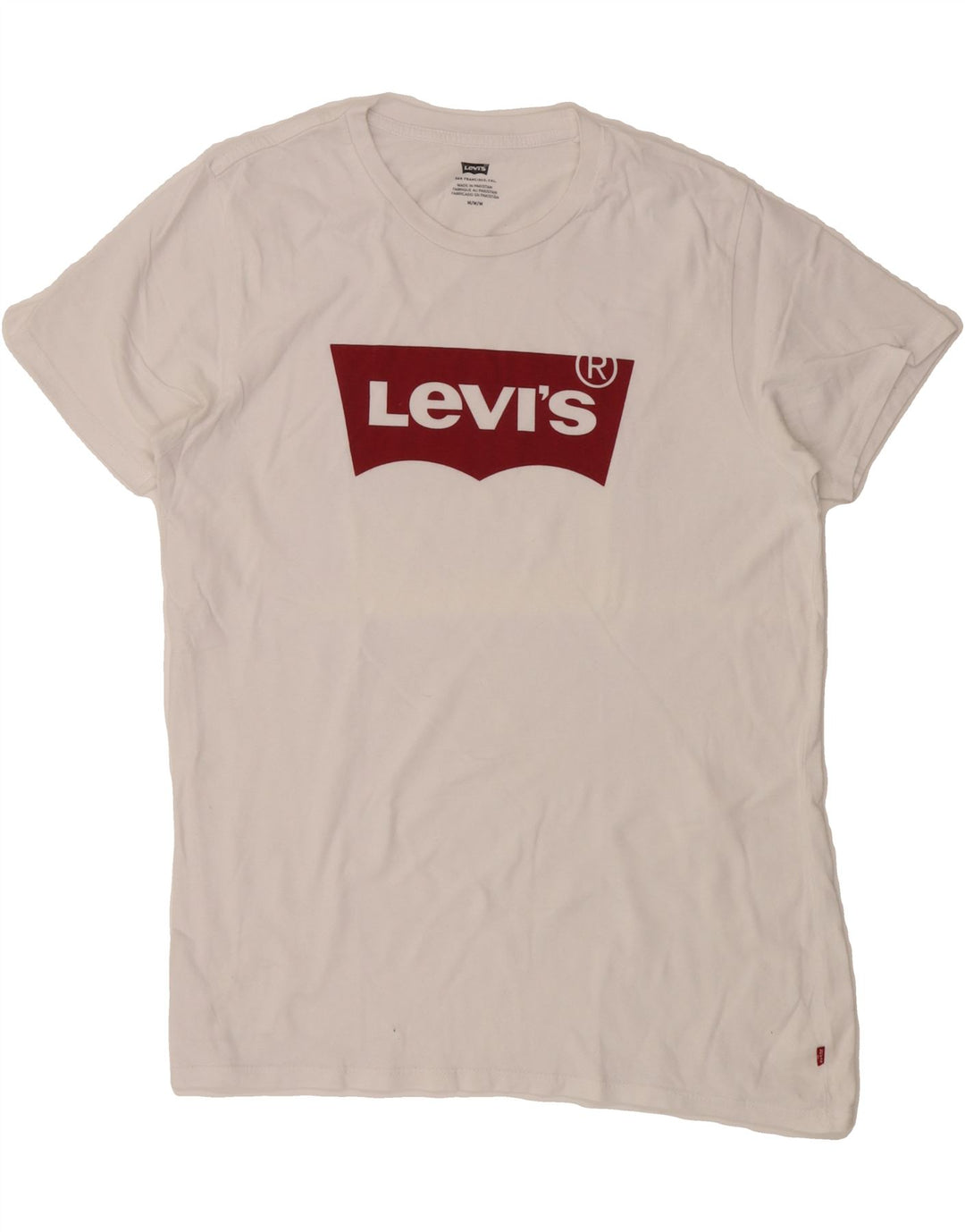 LEVI'S Mens Graphic T-Shirt Top Medium White Vintage Levi's and Second-Hand Levi's from Messina Hembry 