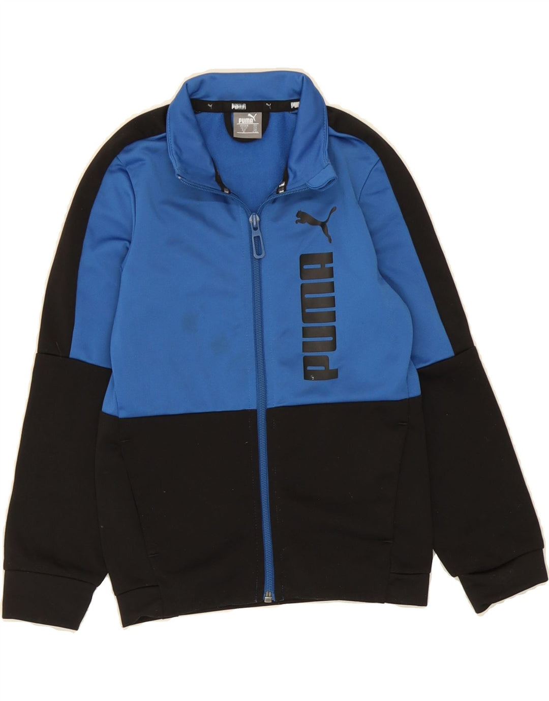 PUMA Boys Graphic Tracksuit Top Jacket 5-6 Years Blue Colourblock Vintage Puma and Second-Hand Puma from Messina Hembry 