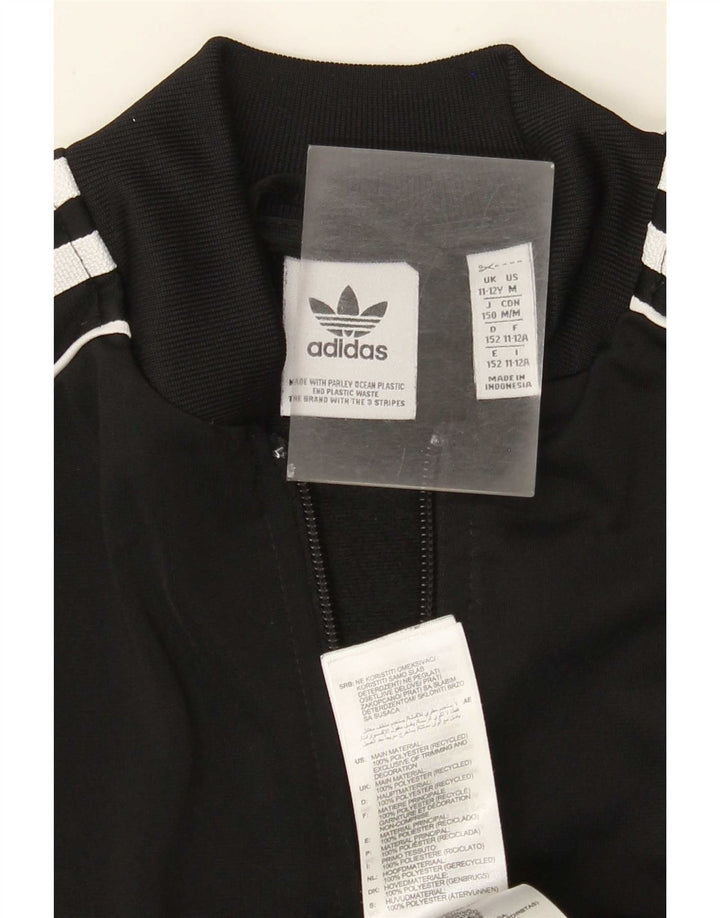 Adidas Jungen Trainingsanzug Top Jacke 11-12 Jahre Schwarzes Polyester