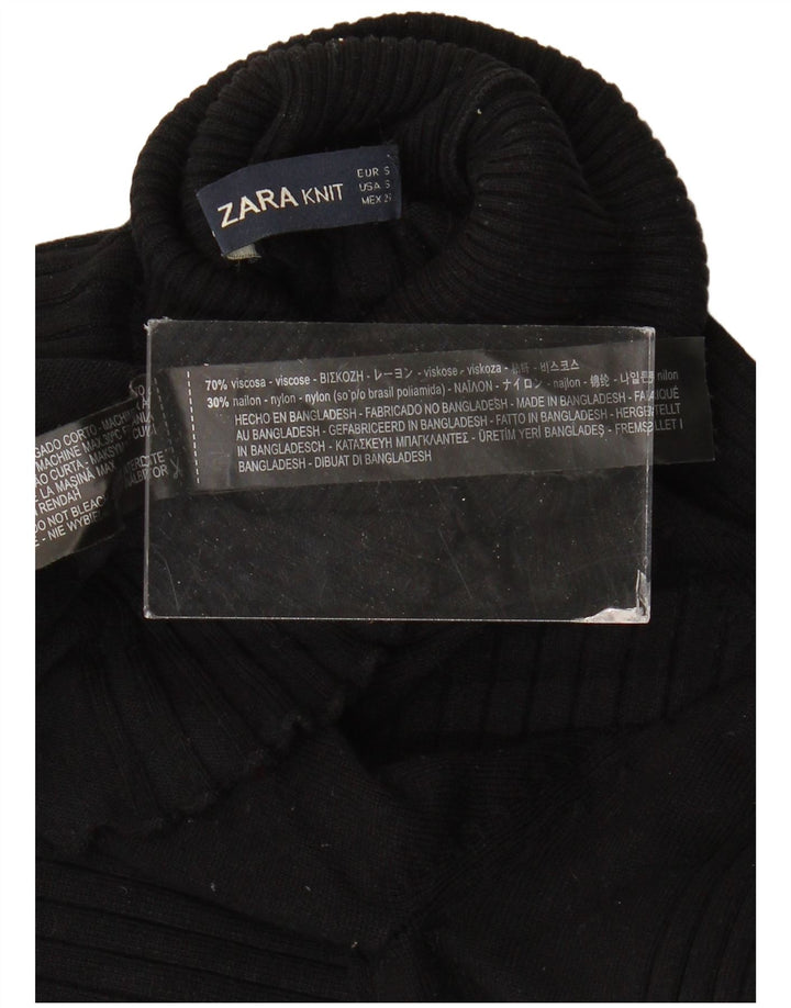 Zara Womens Roll Neck Jumper Sweater UK 8 Small Black Viscose