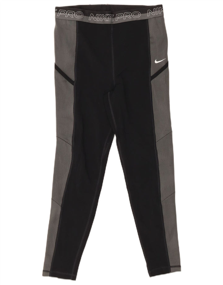 Leggings grafici Nike Dri Fit da donna UK 12 medio nero poliestere