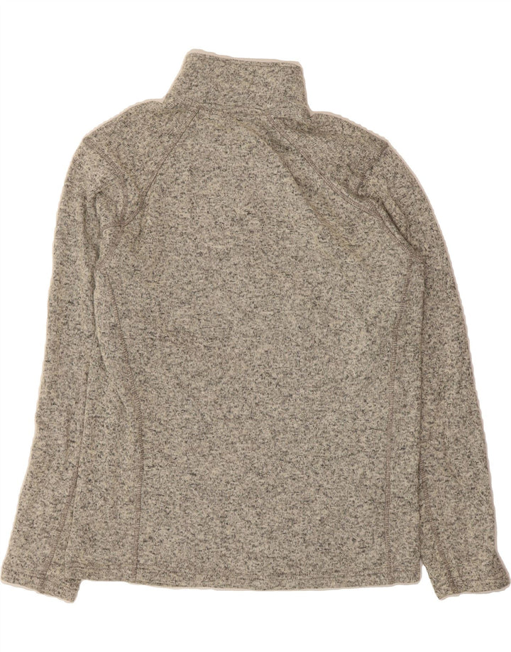 EDDIE BAUER Mens Zip Fleece Jumper Medium Grey Flecked Polyester Vintage Eddie Bauer and Second-Hand Eddie Bauer from Messina Hembry 