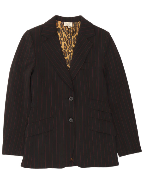 Giacca blazer vintage da donna a 2 bottoni IT 42 media a righe nere