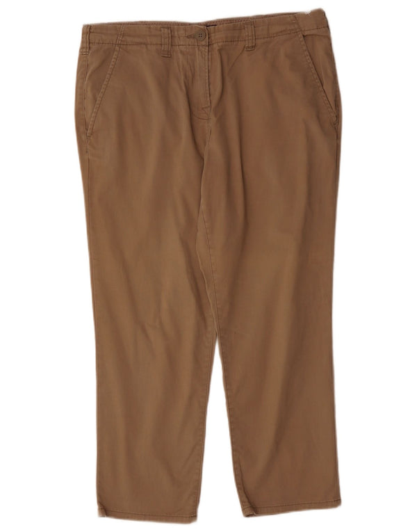 Marks & Spencer Womens Straight Cropped Trousers UK 12 Medium W32 L24 Brown