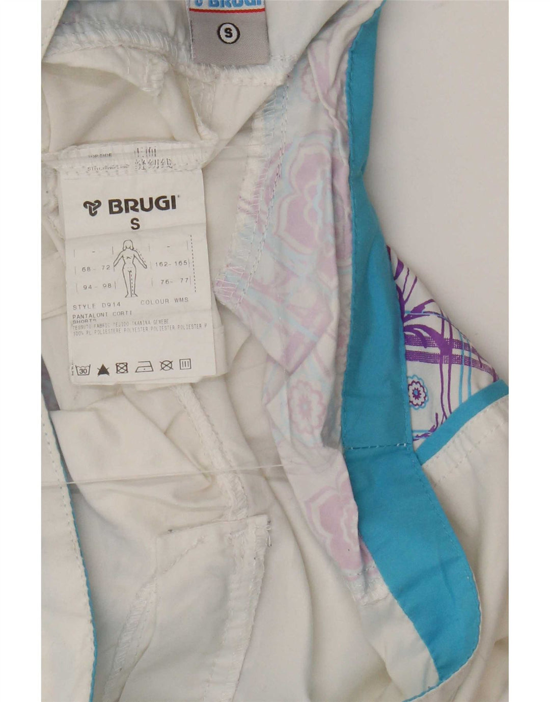 Brugi Womens Shorts Small W27 White Geometric Polyester