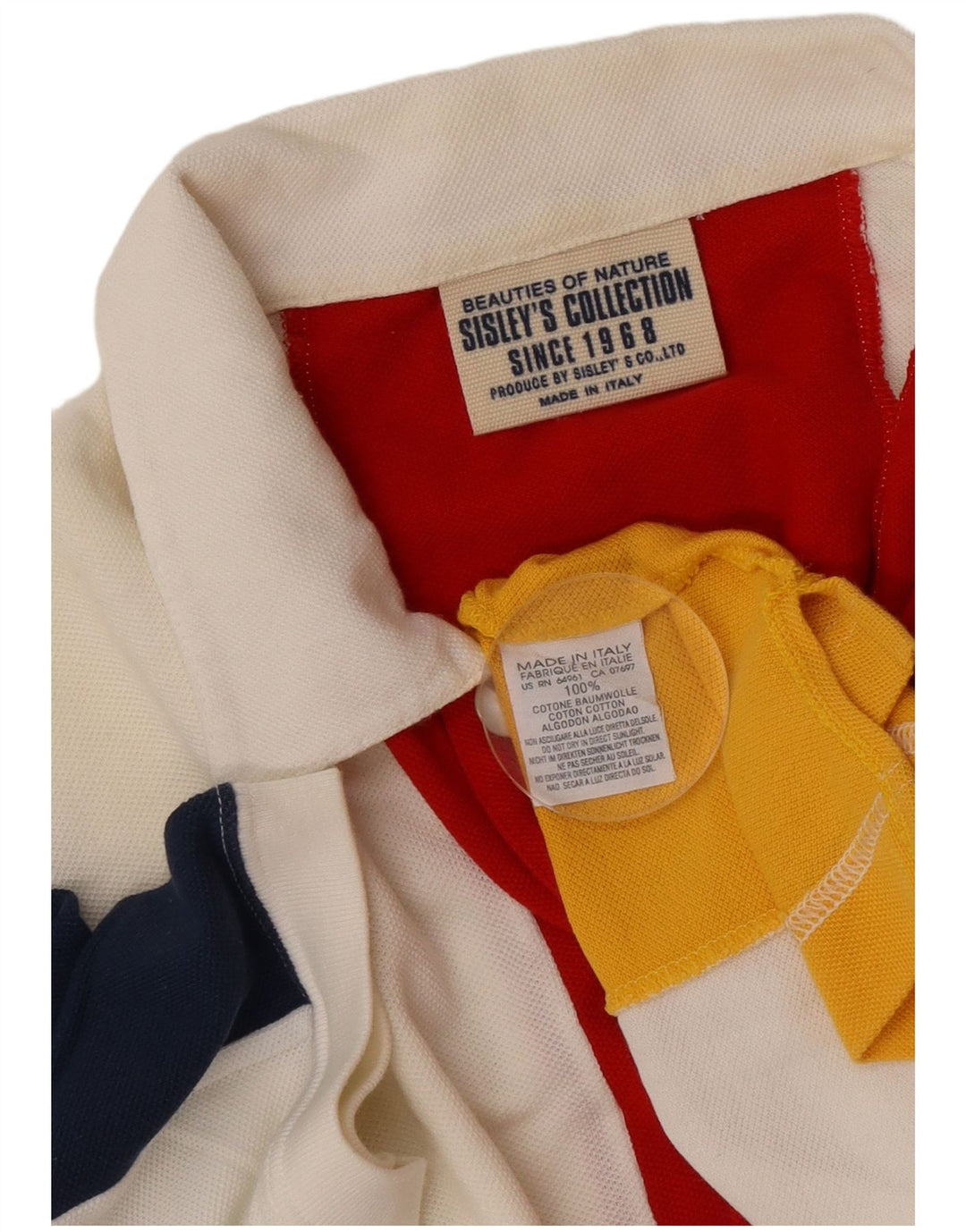 Sisley Herren-Poloshirt, groß, mehrfarbig, gestreift, Baumwolle