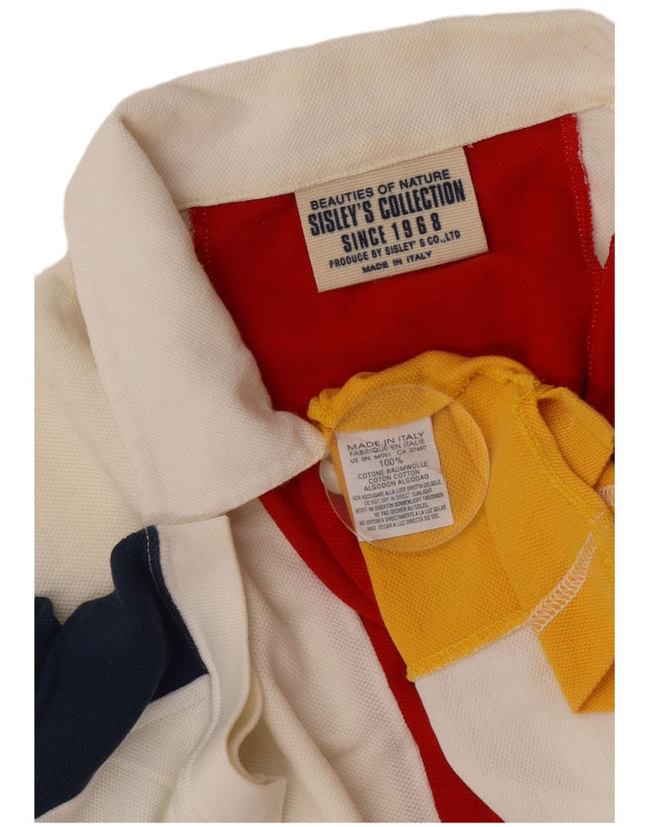 Sisley Herren-Poloshirt, groß, mehrfarbig, gestreift, Baumwolle