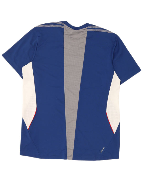 Adidas Mens Climacool T-Shirt Top Large Blue Colourblock Polyester