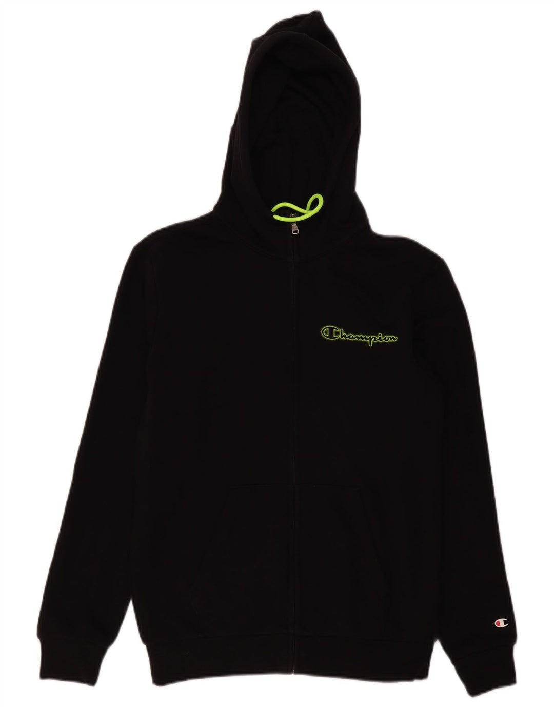 Champion Mens Graphic Zip Hoodie Sweater Small Black