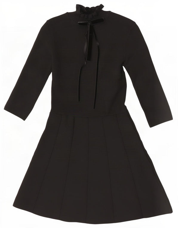 Zara Robe trapèze à manches 3/4 pour femme UK 12 Medium Noir Polyamide