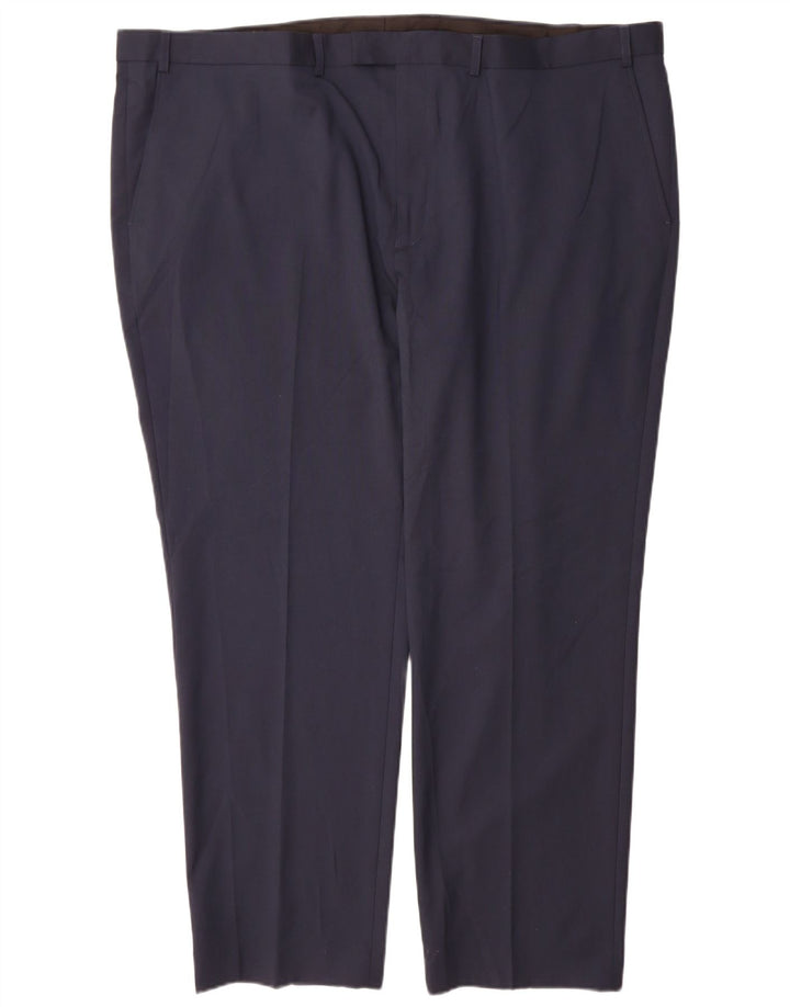 Marks & Spencer Mens Tailored Straight Suit Trousers W48 L31 Navy Blue