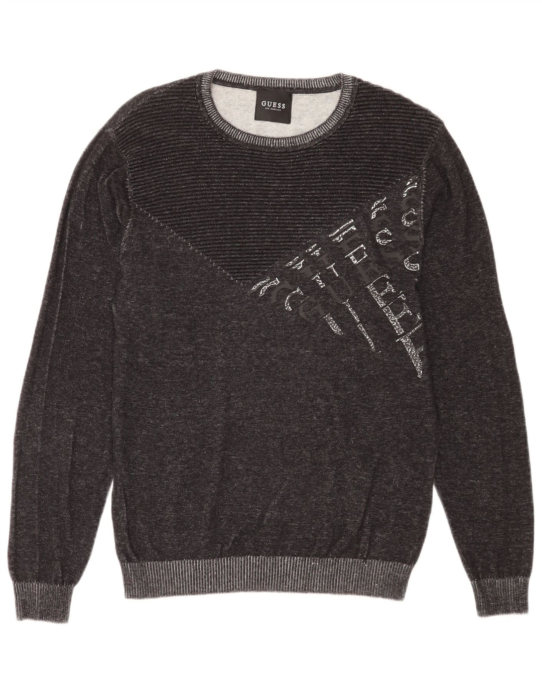 Guess Mens Graphic Sweatshirt Jumper Large Grey Cotton