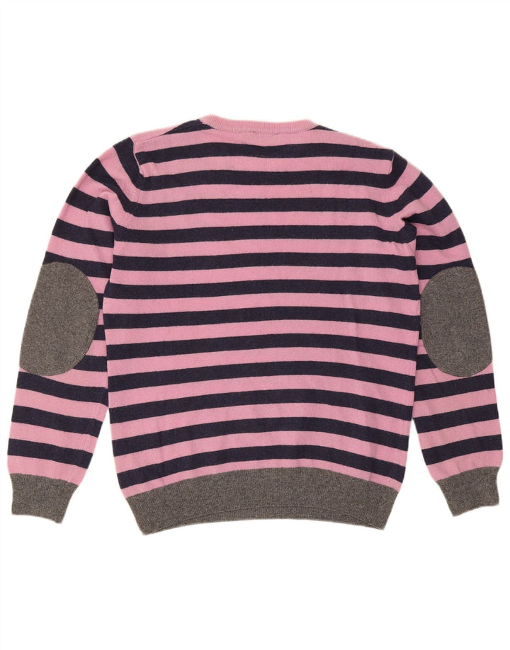 Brooksfield Mens Crew Neck Jumper Sweater IT 46 Small Pink Striped Wool