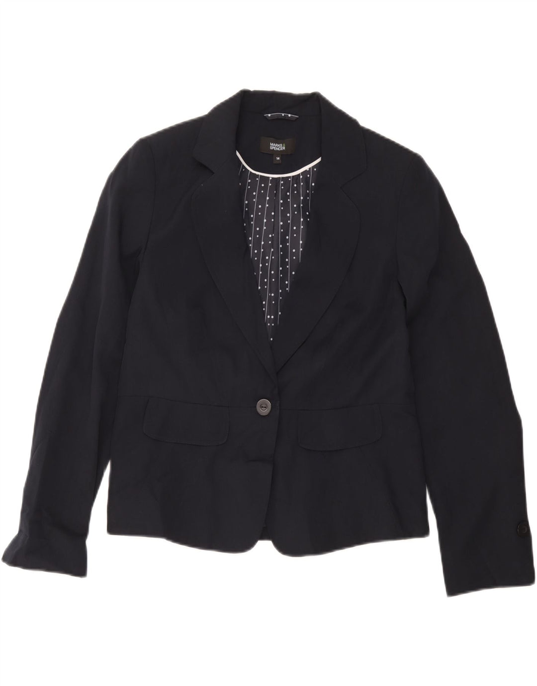 Marks & Spencer Damen Blazer Jacke UK 14 Mittel Marineblau gestreift