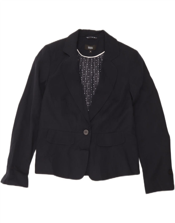 Marks & Spencer Damen Blazer Jacke UK 14 Mittel Marineblau gestreift