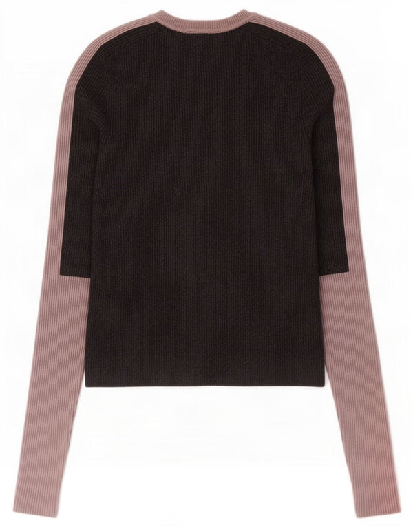 Zara Womens Crop Blouse Top UK 12 Medium Grey Colourblock Viscose