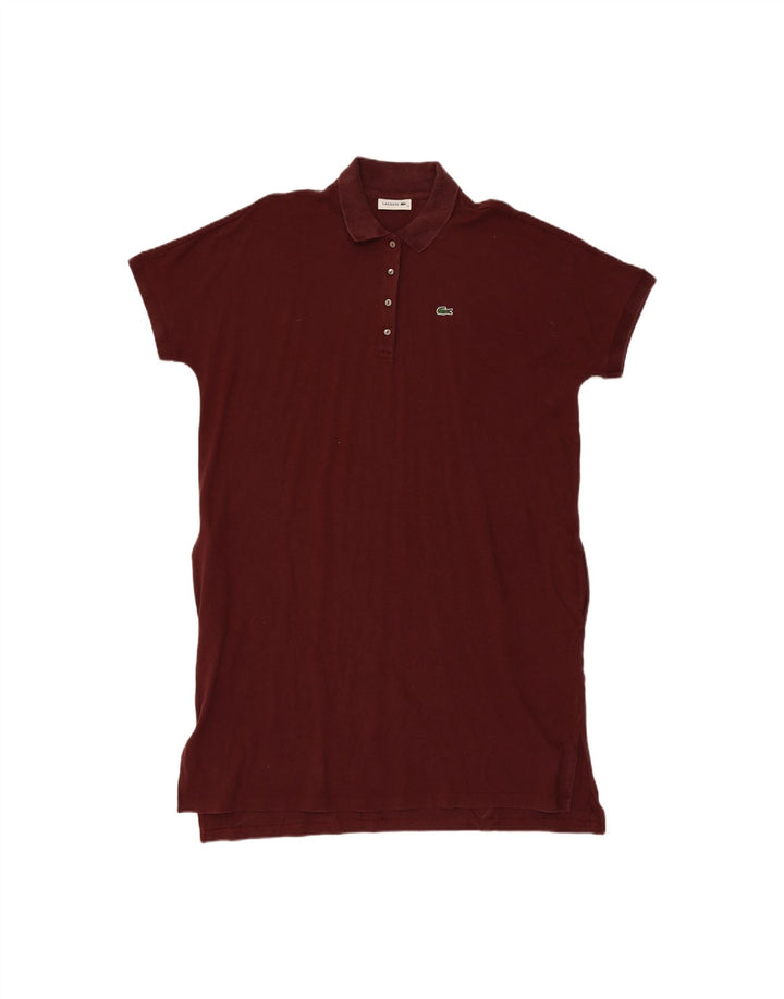 LACOSTE Womens Polo Dress UK 14 Medium Maroon Lyocell