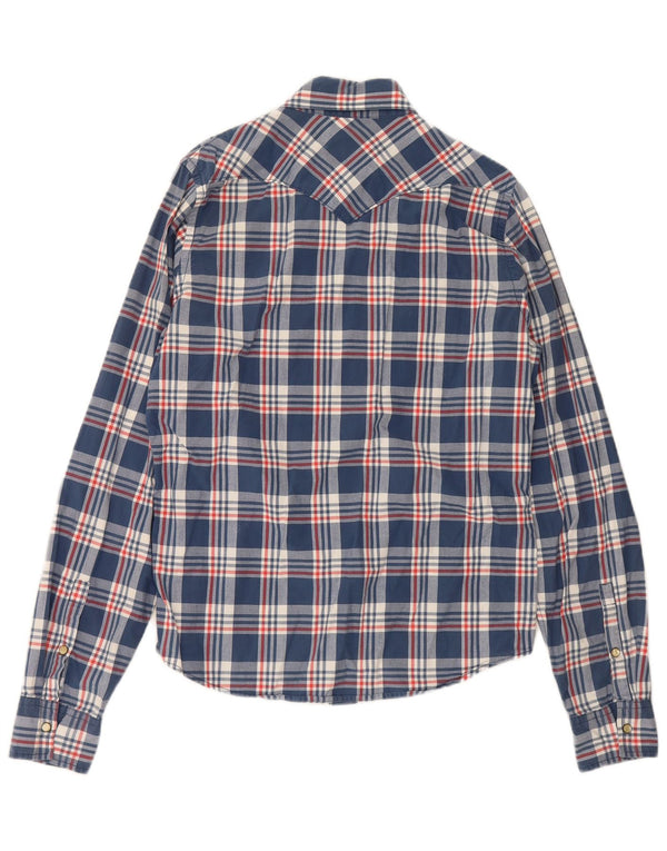 Hollister Mens Shirt Large Navy Blue Check Cotton