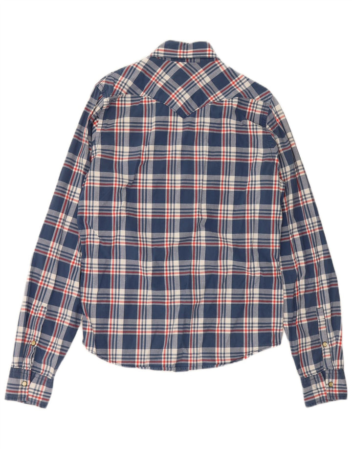 Hollister Mens Shirt Large Navy Blue Check Cotton