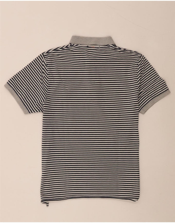 Sun68 Mens Polo Shirt Large Grey Pinstripe Cotton