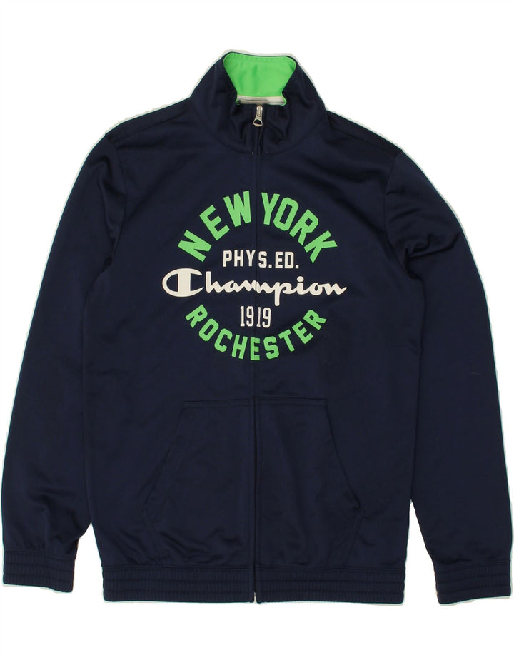 CHAMPION Boys Graphic Tracksuit Top Jacket 11-12 Years Large Navy Blue Vintage Champion and Second-Hand Champion from Messina Hembry 