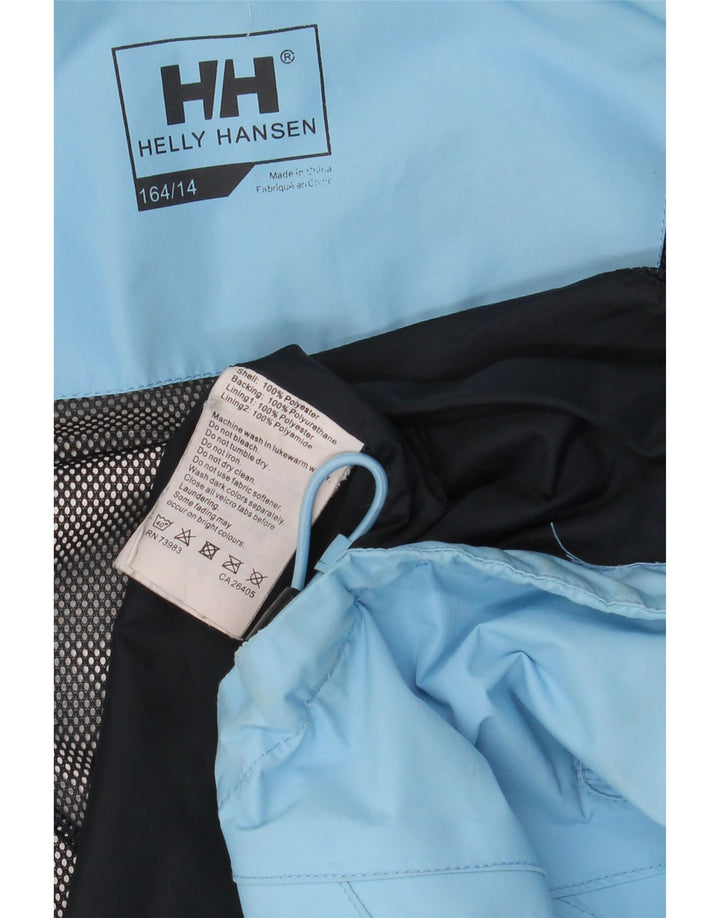 Helly Hansen Girls Hooded Rain Jacket 13-14 Years Blue Polyester