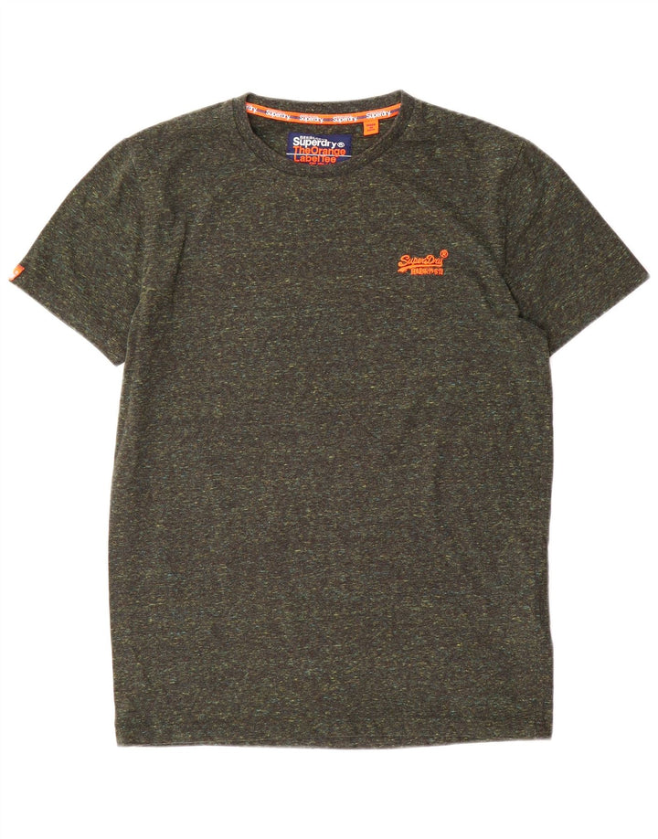 T-shirt da uomo Superdry Top in cotone chiazzato medio kaki
