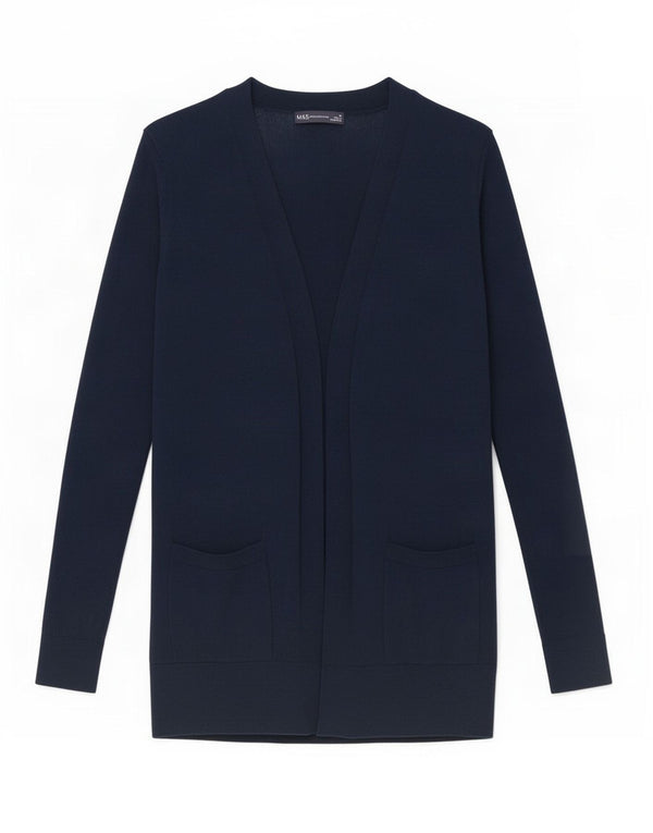 Marks & Spencer Offener Damen-Cardigan-Pullover UK 10 Small Marineblau Baumwolle