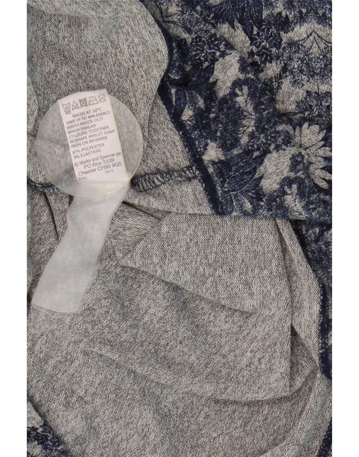 Top da donna Marks & Spencer manica 3/4 UK 16 grande poliestere floreale blu