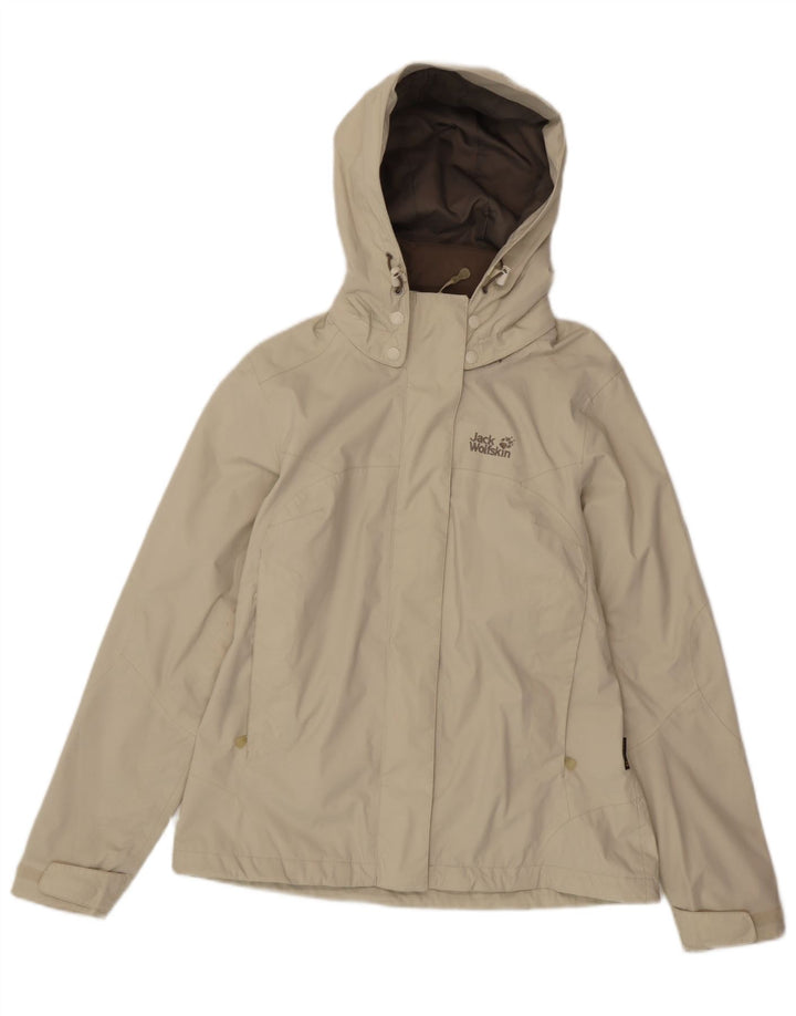 Giacca antipioggia con cappuccio da donna Jack Wolfskin UK 8/10 Small Beige Poliammide