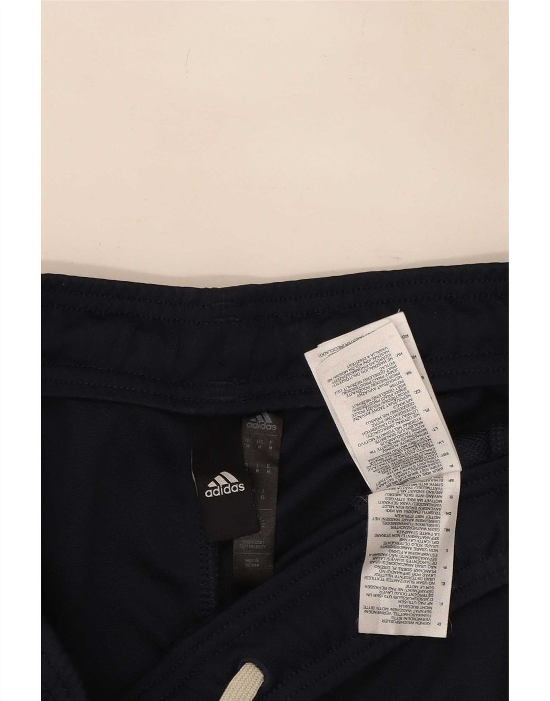 Calça de treino masculina Adidas médio azul marinho colorblock poliéster