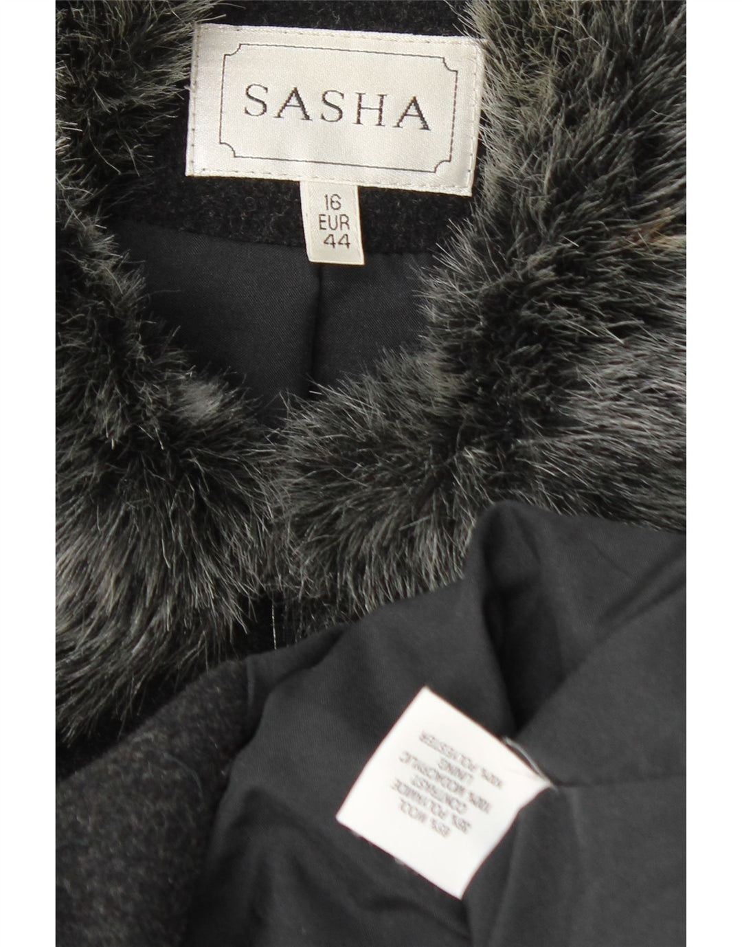 Sasha Womens Bomber Jacket UK 16 Large Black Wool