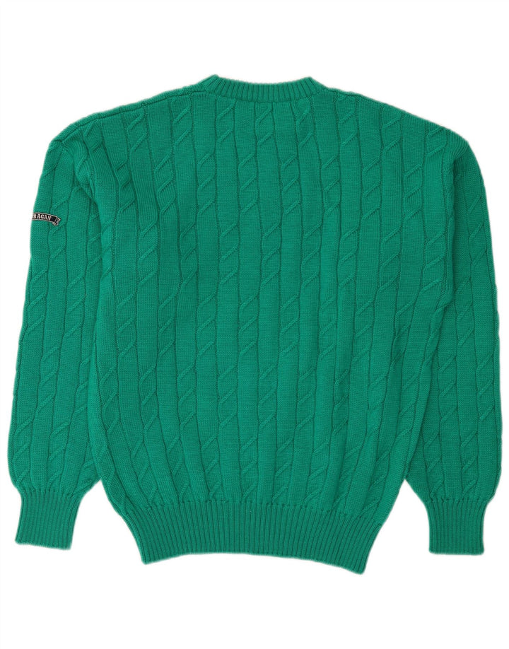 Ouragan Mens Crew Neck Jumper Sweater Small Green New Wool