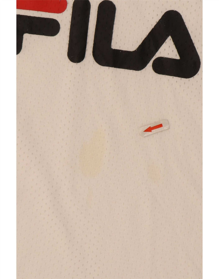 Fila Damen Grafik-T-Shirt-Oberteil UK 16 Large Weiß Polyester