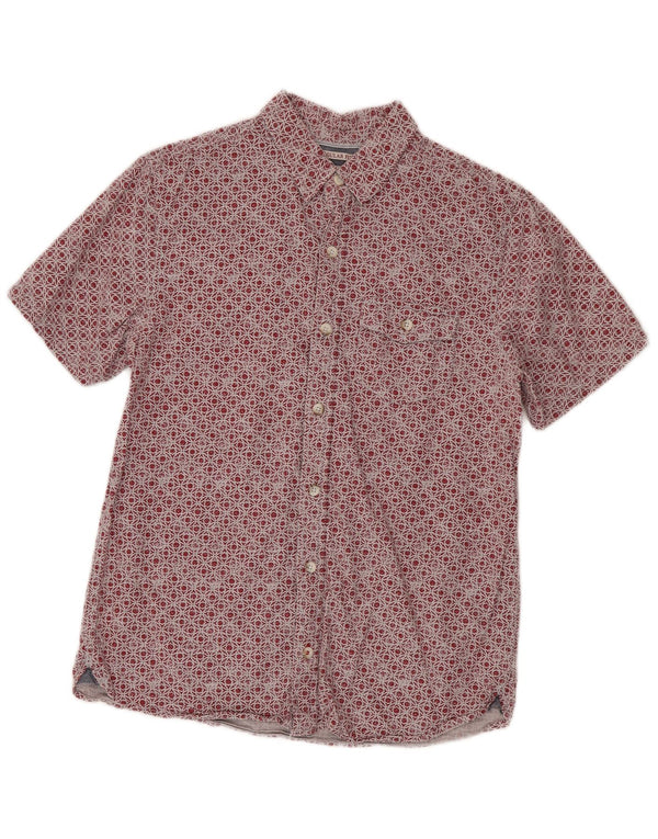 Fat Face Chemise à manches courtes pour homme Coupe régulière Petit coton géométrique rouge