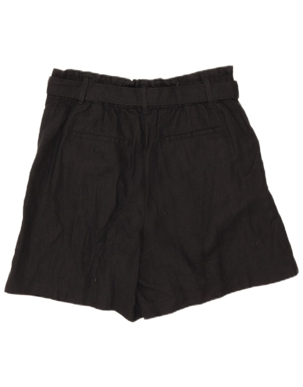 Marks & Spencer Womens Pegged Chino Shorts UK 16 Large W32 Black Linen