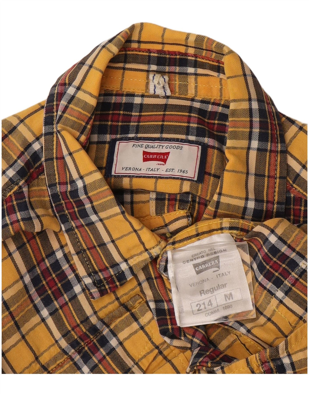 Carrera Herren-Flanellhemd, mittelgelb, kariert, Baumwolle