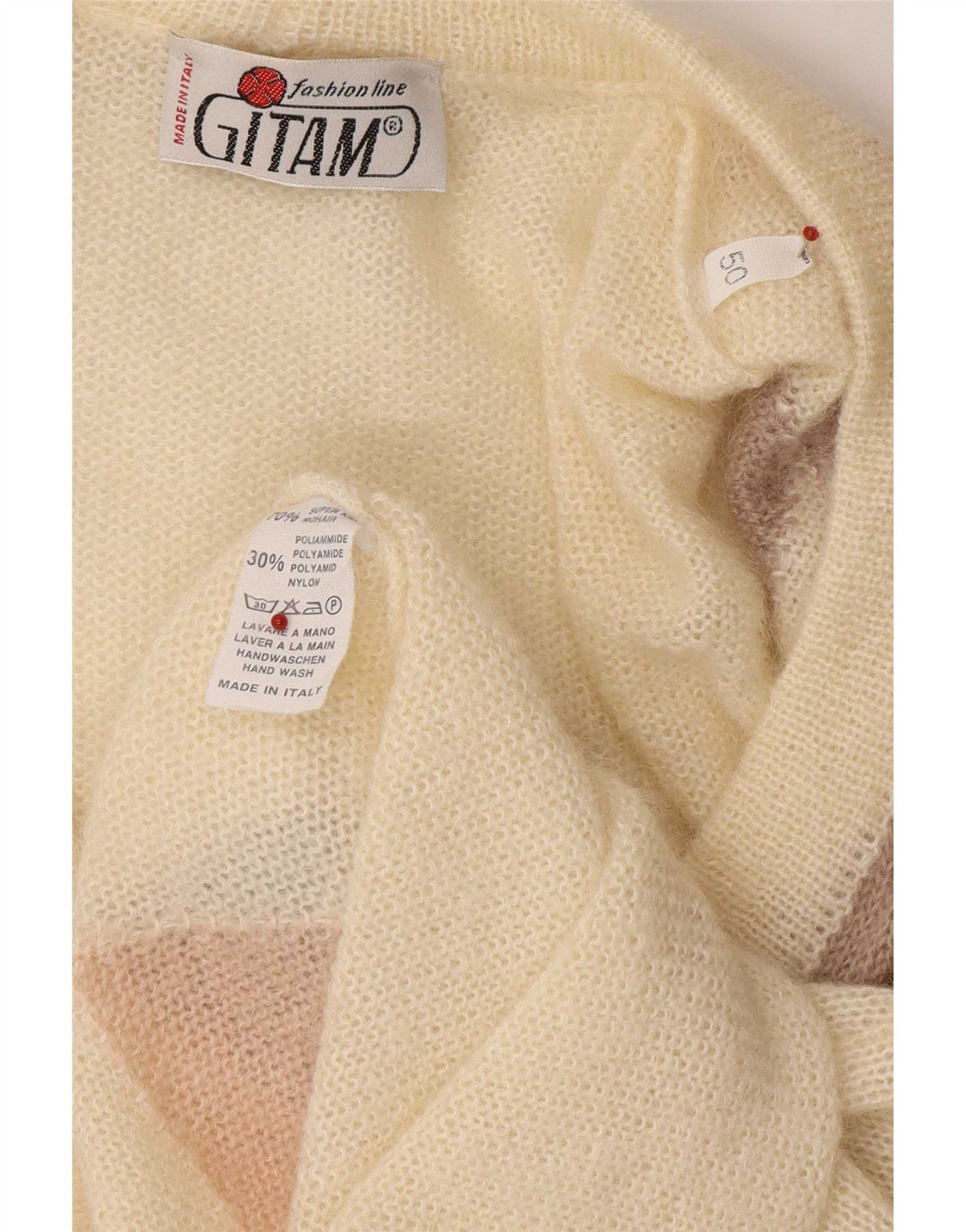 Maglione cardigan da donna Gitam IT 50 XL Off White Argyle/Diamond Mohair