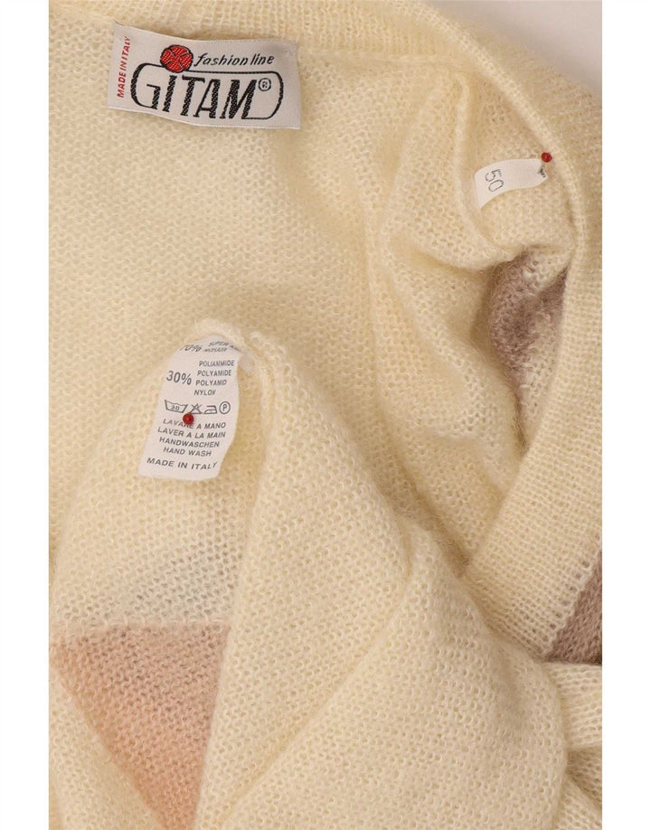 Maglione cardigan da donna Gitam IT 50 XL Off White Argyle/Diamond Mohair