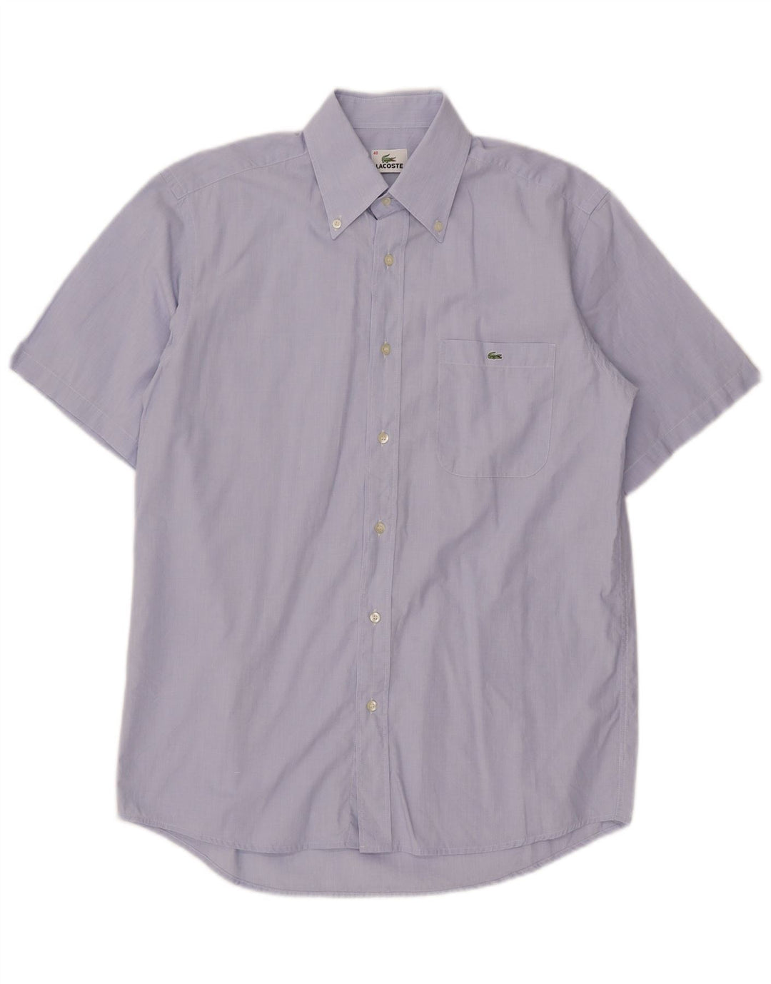 Lacoste Mens Short Sleeve Shirt Size 40 Medium Blue Cotton