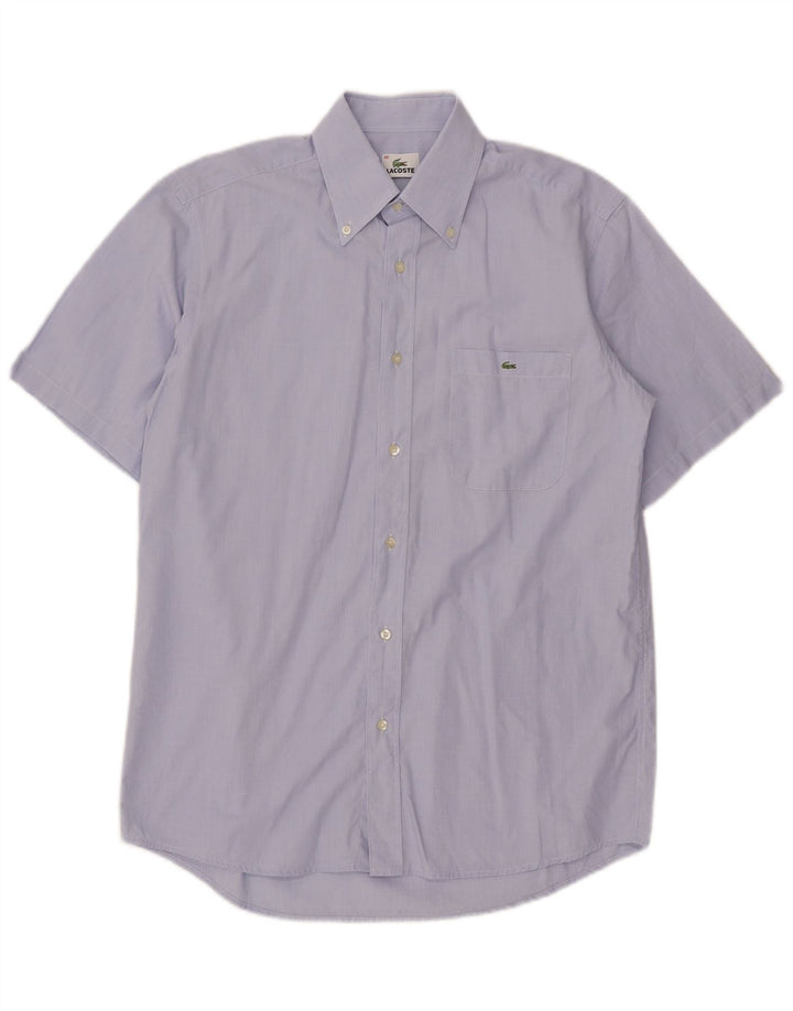 Lacoste Mens Short Sleeve Shirt Size 40 Medium Blue Cotton