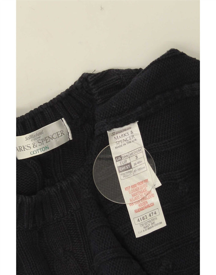 Marks & Spencer Mens Crew Neck Jumper Sweater Medium Navy Blue Cotton