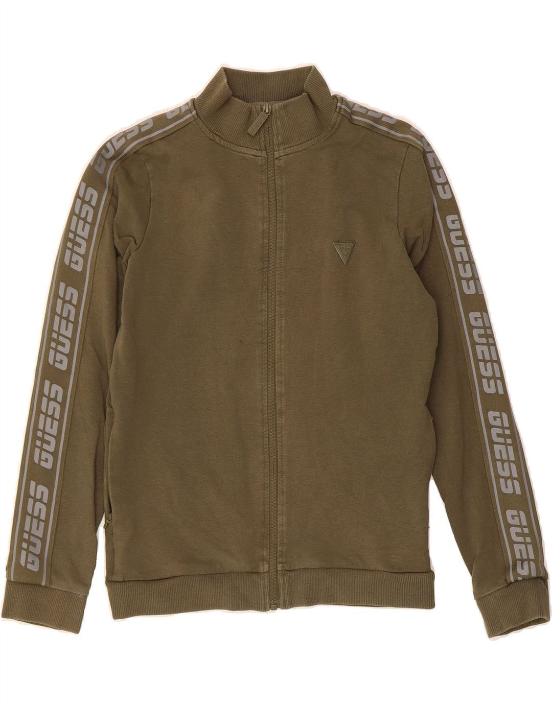 GUESS Boys Graphic Tracksuit Top Jacket 11-12 Years Khaki Cotton Vintage Guess and Second-Hand Guess from Messina Hembry 