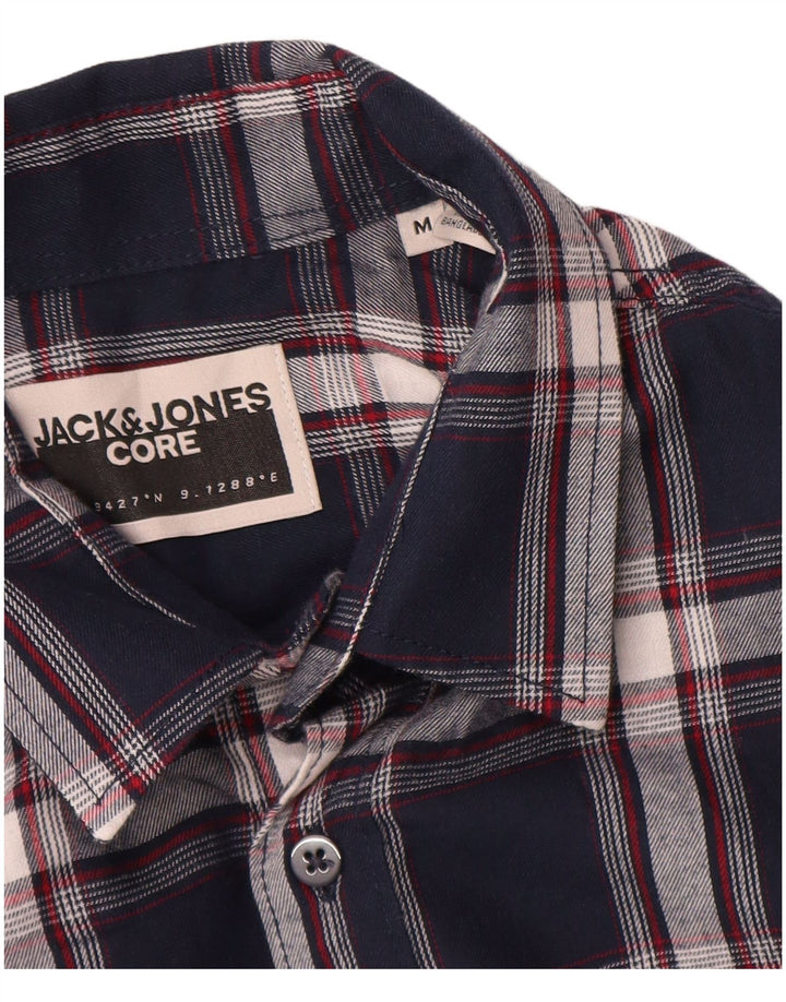 Jack & Jones Camicia da uomo in flanella di cotone a quadri blu navy medio