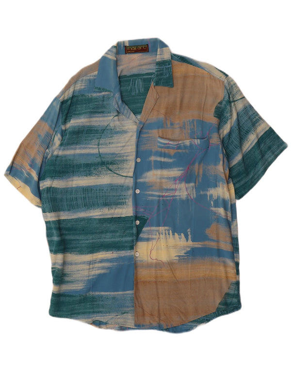 Vintage Mens Abstract Pattern Short Sleeve Shirt Medium Multicoloured