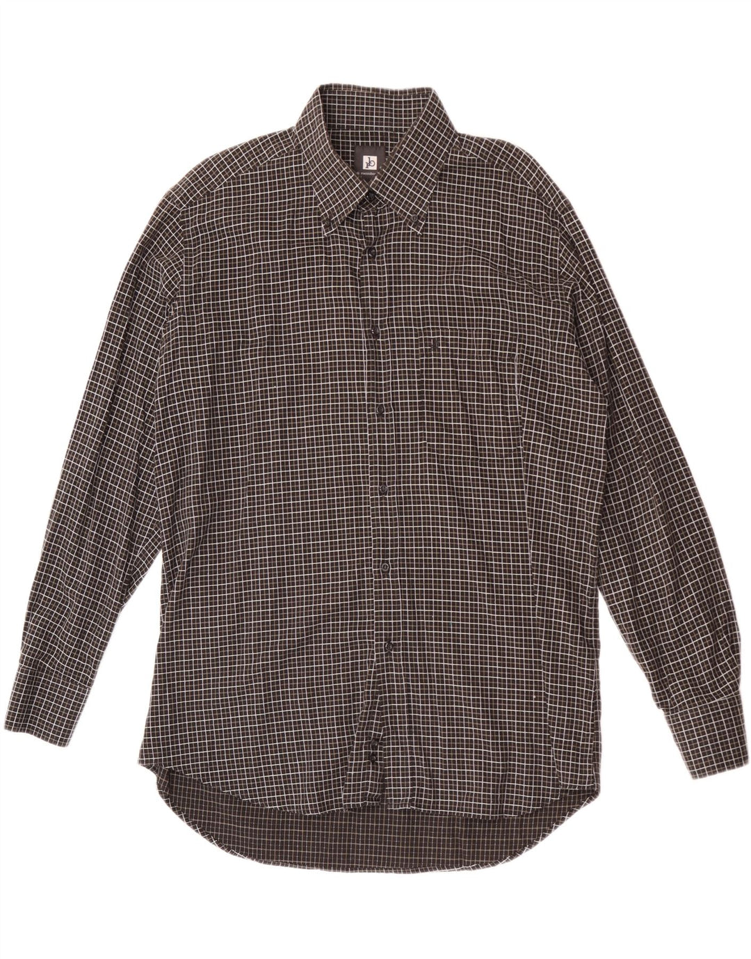 Roccobarocco Mens Shirt Size 44 17 1/2 XL Black Check Cotton