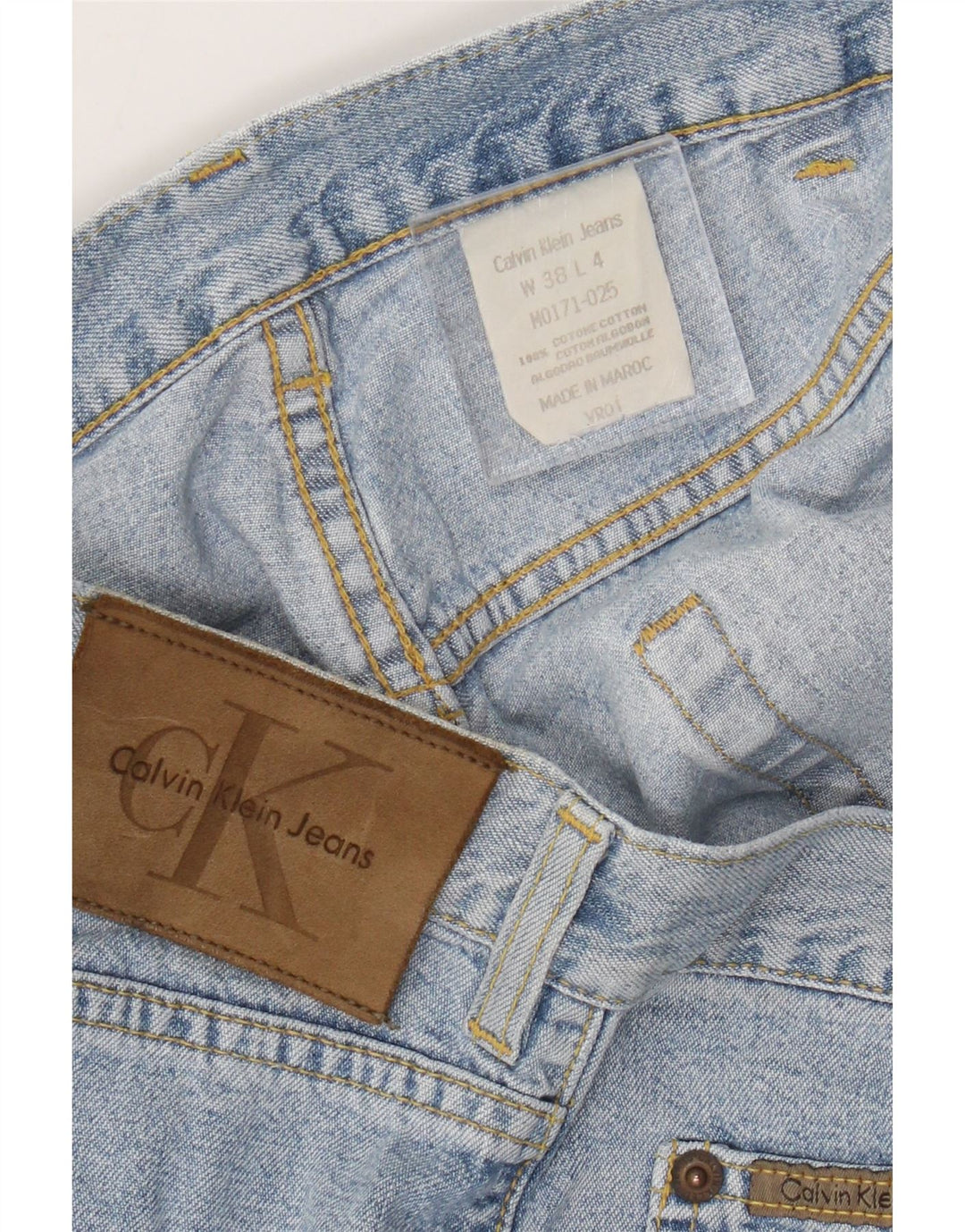 Calvin Klein Mens Straight Jeans W38 L29 Blue Cotton
