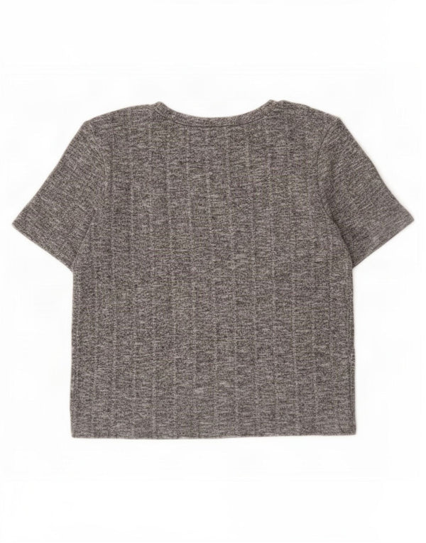 Zara Womens Crop T-Shirt Top UK 12 Medium Grey