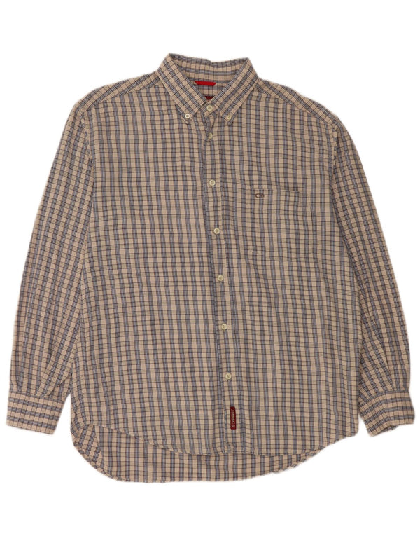 Carrera Mens Flannel Shirt Large Grey Check Cotton